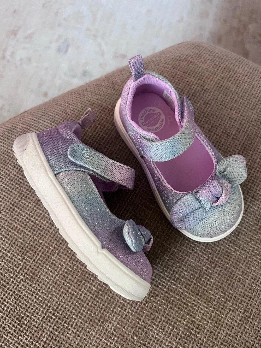 Stride Rite Munchkin Pastel Purple & Light Blue Mary Jane Shoes with Bow